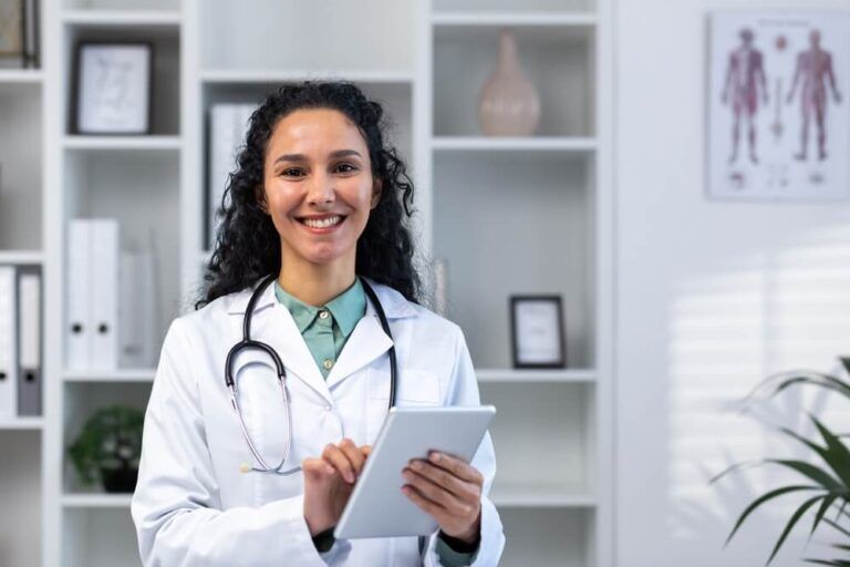 smiling female doctor inside medical office