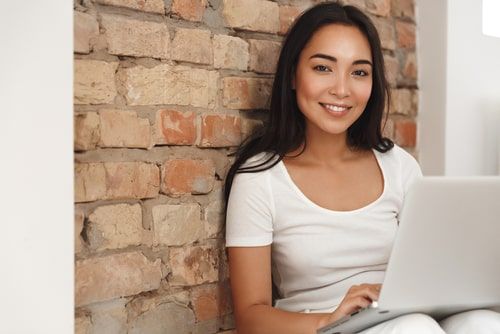 woman using laptop