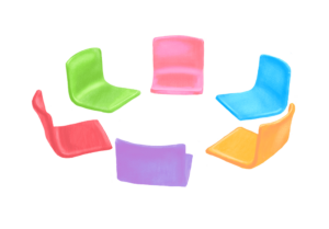 Multi Color Group Therapy Chairs illustration