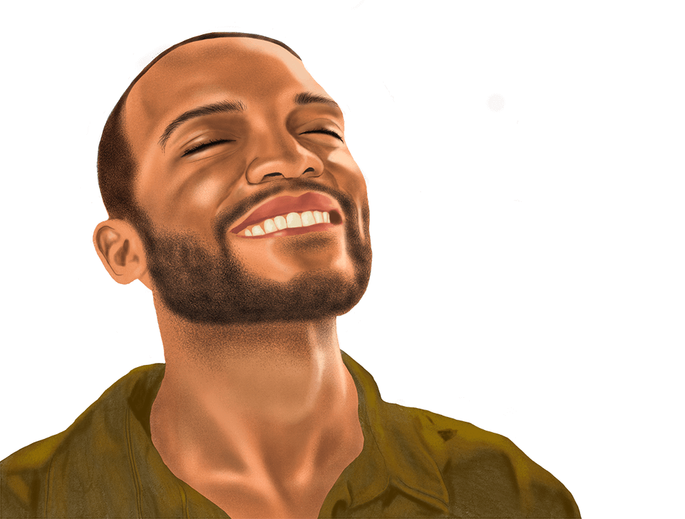 Smiling Man with eyes closed illustration