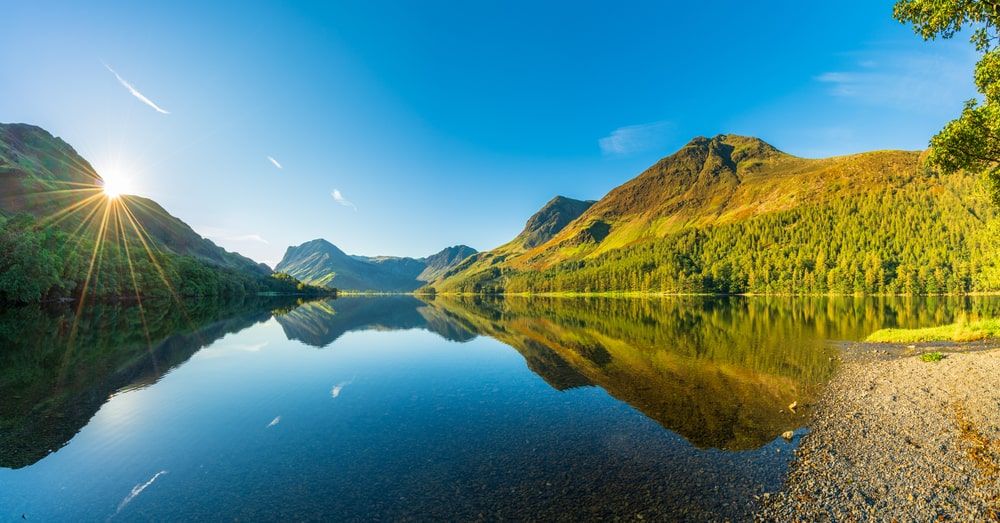 Morning panorama of Buttermere lake