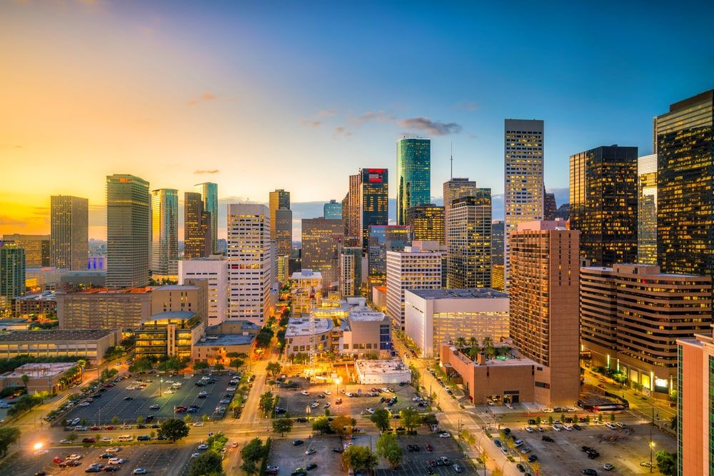 Downtown Houston skyline in Texas USA