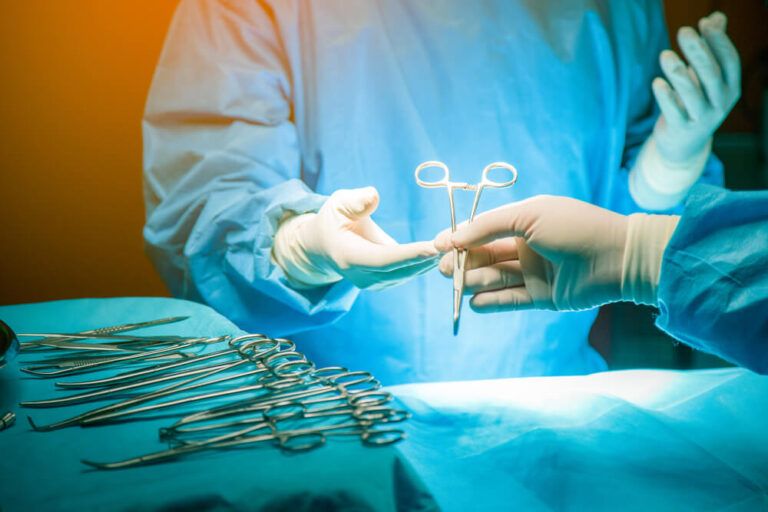 doctor hands during surgery in operation room