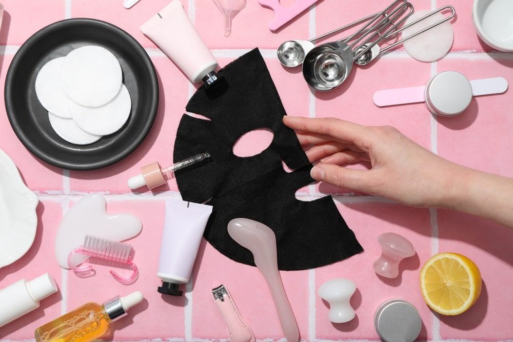 Concept of face and skin care with cosmetic mask