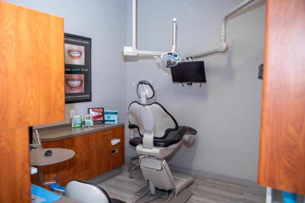 Modern dentistry office interior with chair and tools