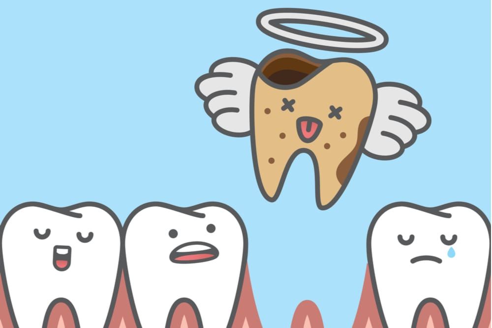 Dead decay tooth missing go to heaven illustration cartoon character