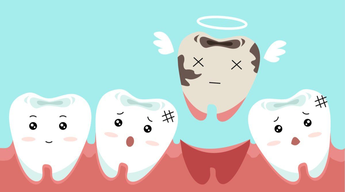 Dental cartoon of missing tooth