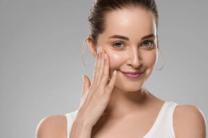 Beauty healthy skin women touching face