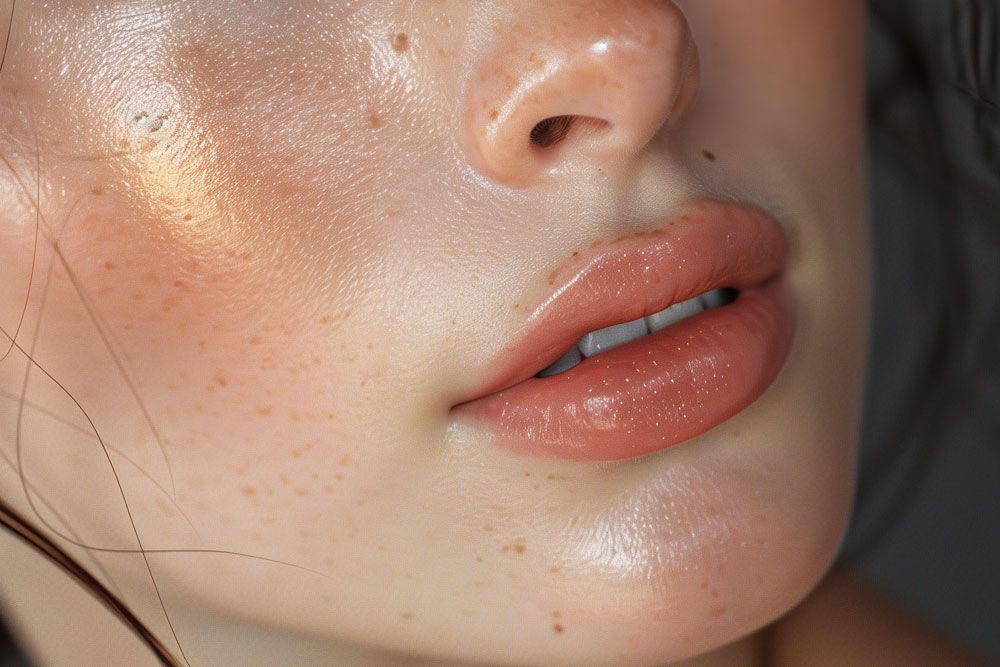 Close up of young woman lips