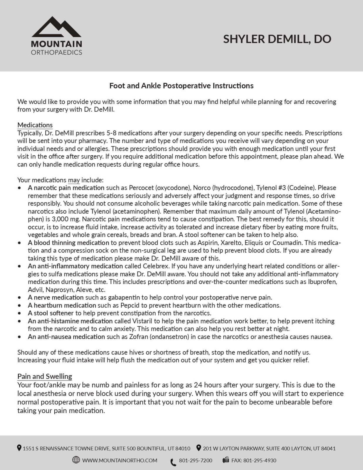 Foot and Ankle Postoperative Instructions_demill_clinic docs