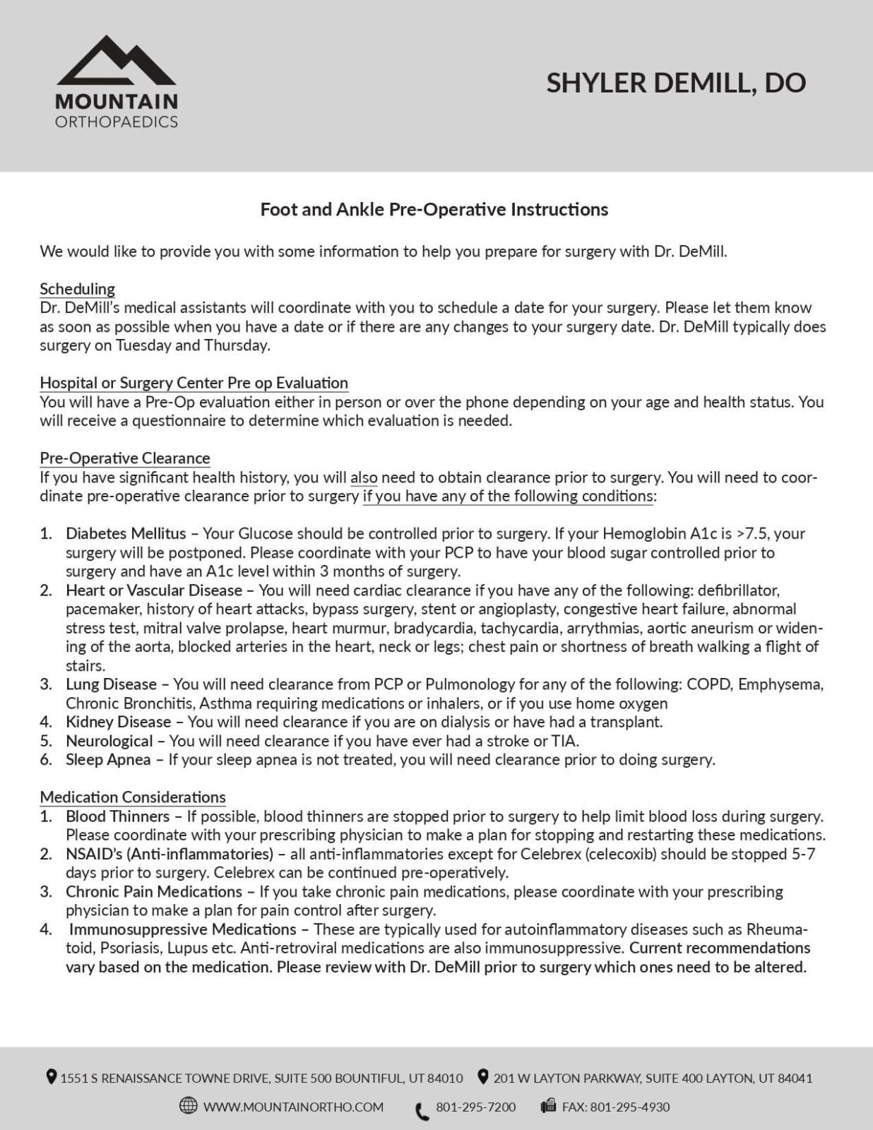 Foot and Ankle Pre-Operative Instructions_demill_clinic docs