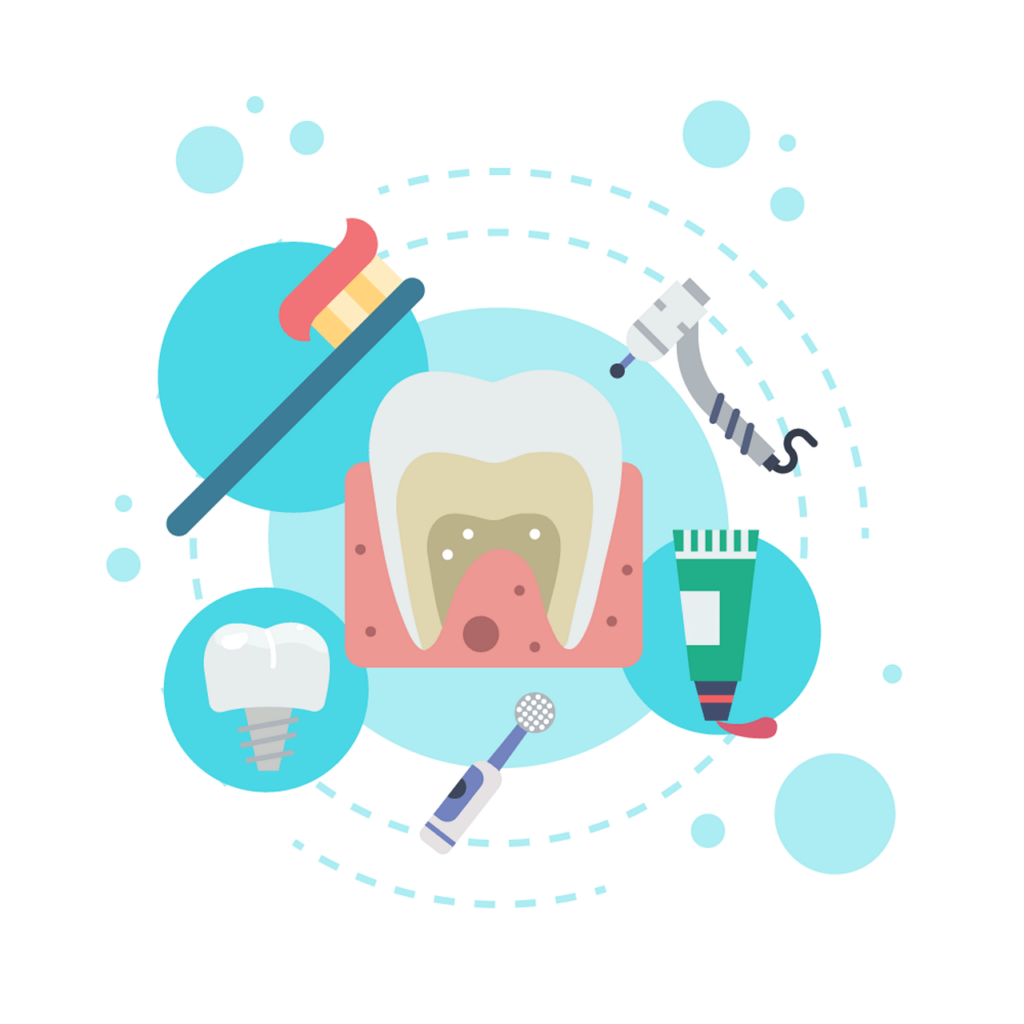 Mixed dental icons illustration