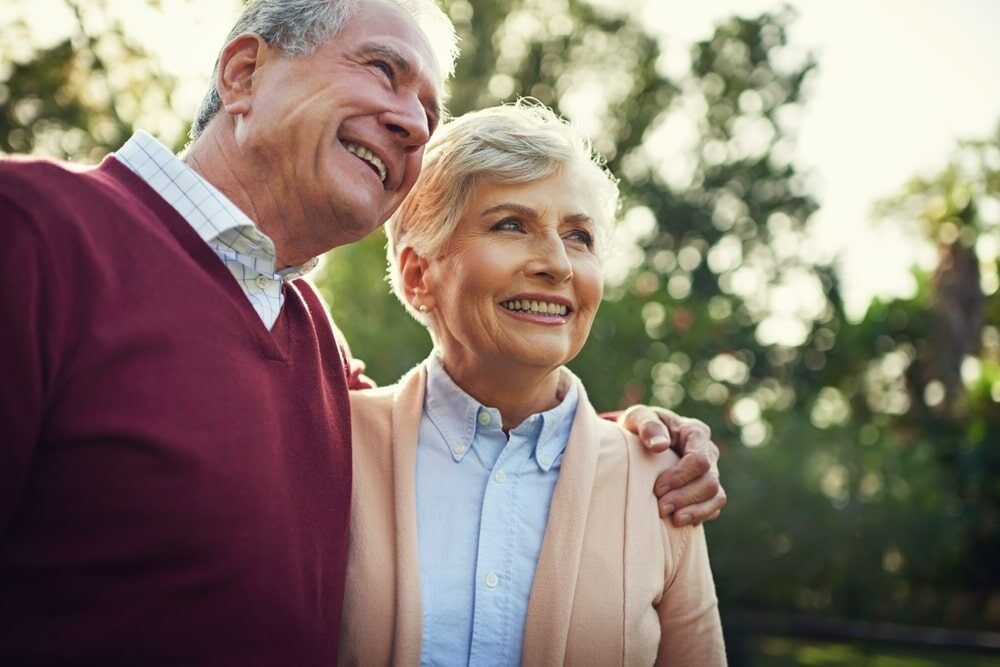 senior couple enjoying some time outside