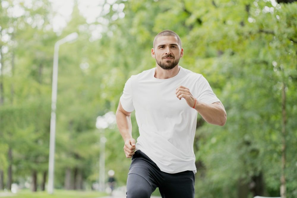 man running on a treadmill