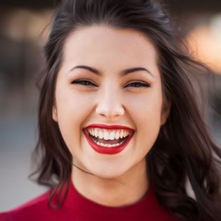 Woman with beautiful toothy smile