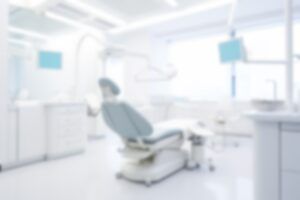 Defocused interior of modern dental office