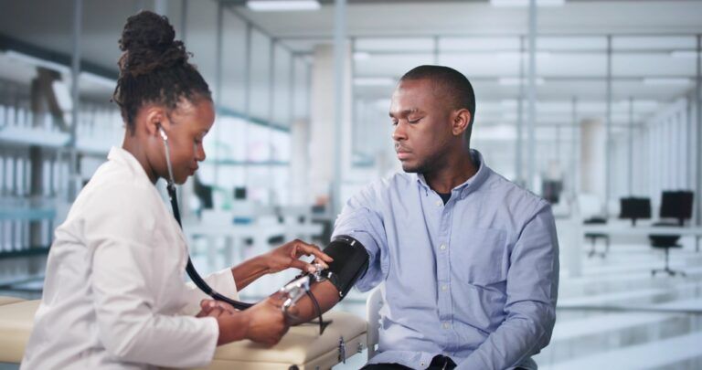 African Man Blood Pressure Hypertension Check Up