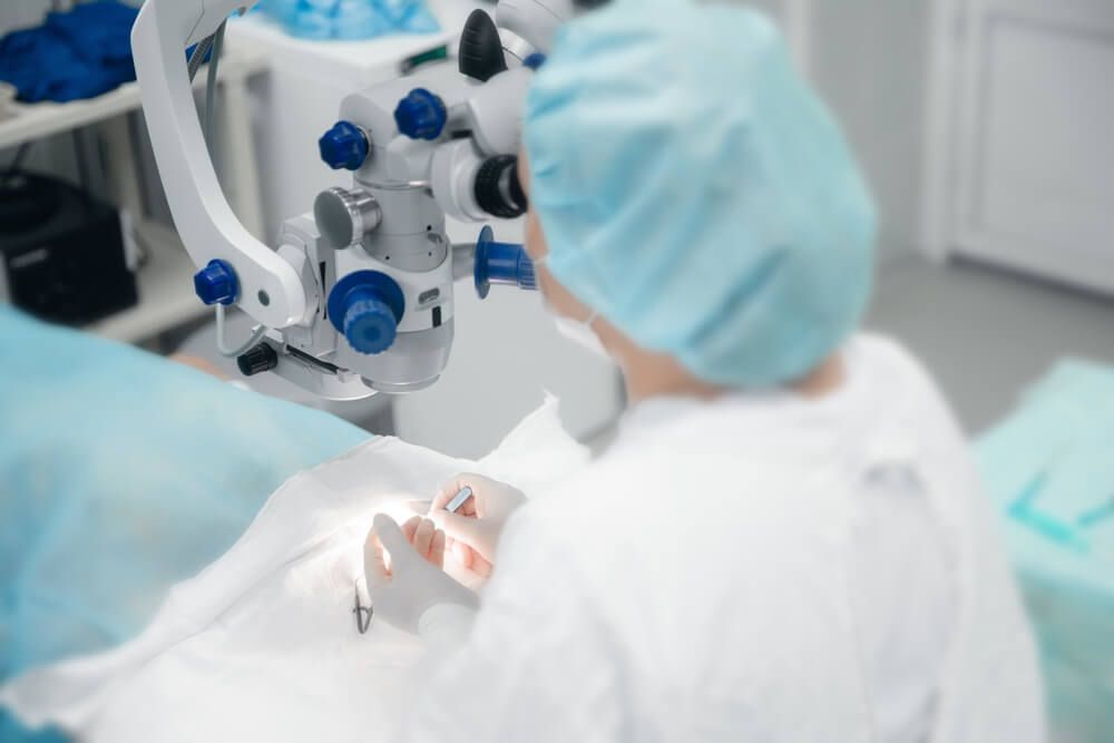 Eye doctor performing surgery