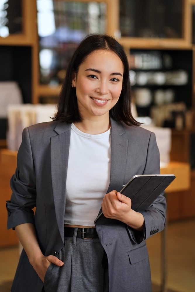 Young smiling female successful professional