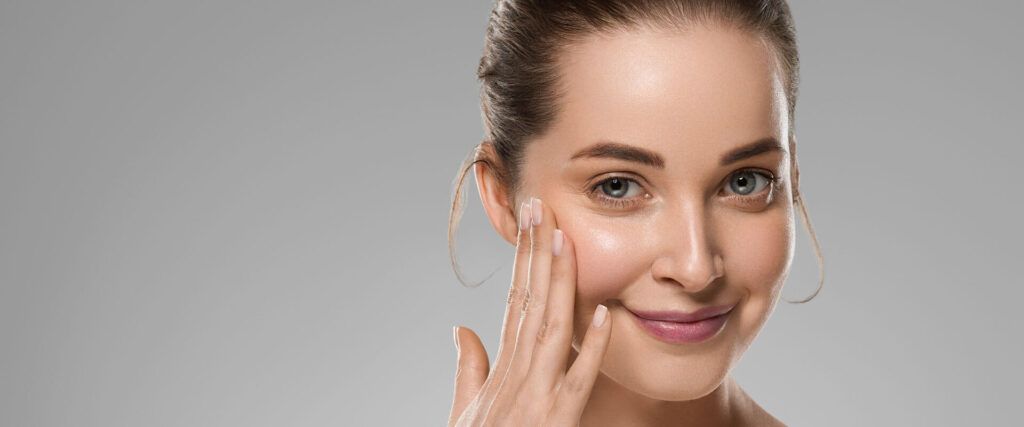 Beauty healthy skin women touching face