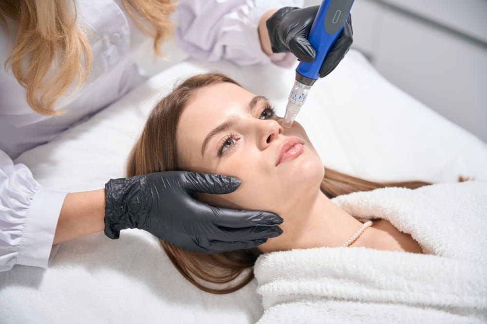 girl patient getting skinpen microneedling treatment