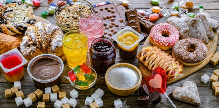 Food products containing a significant amount of sugar. Junk food.