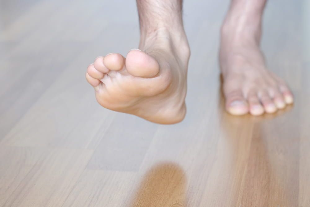 Soft focus image .Walk Healthy feet stepping. health and exercise concept