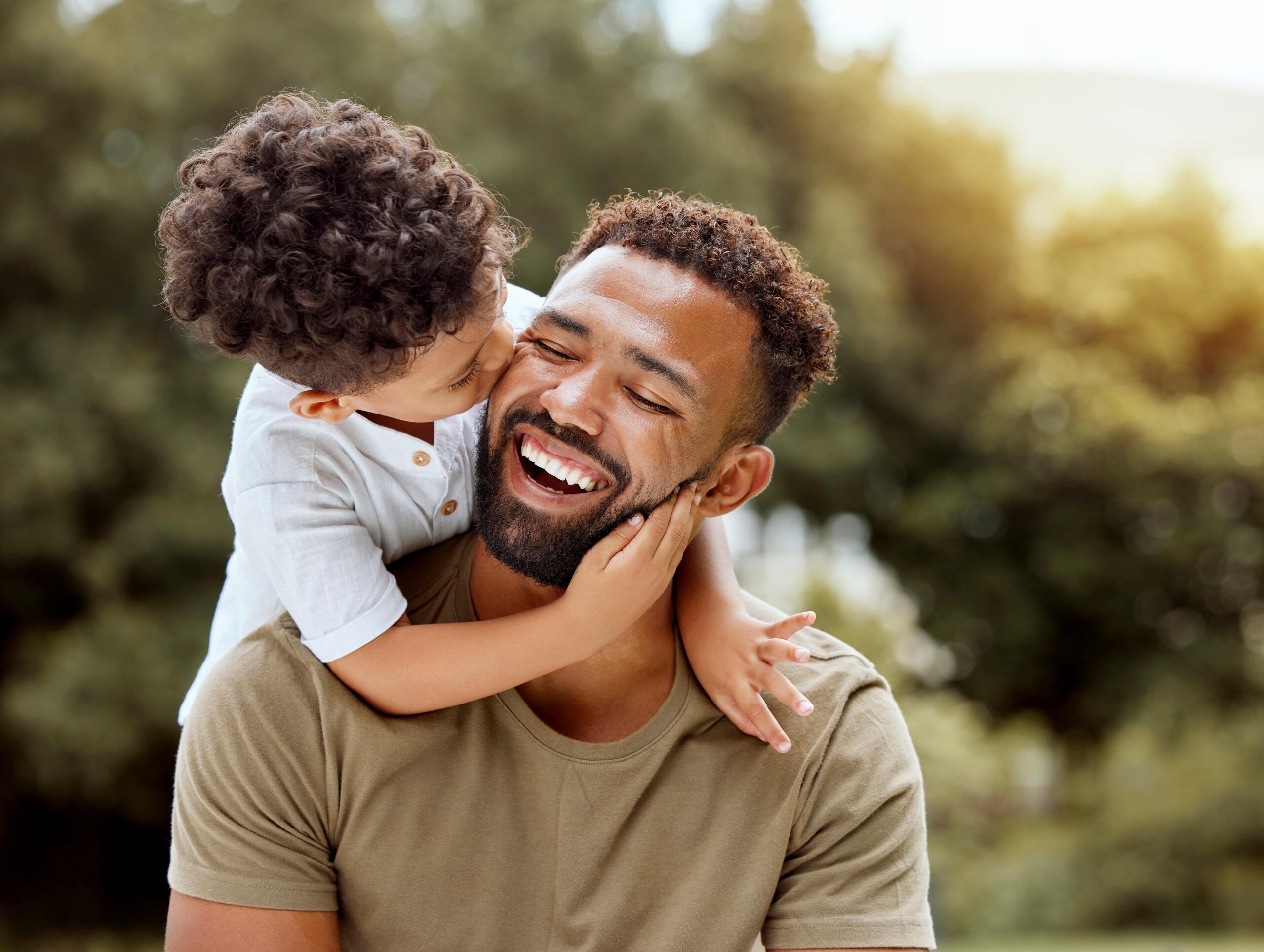 boy child hug happy father