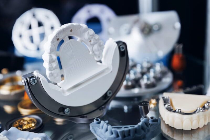 Advanced cnc machine creating dental prosthesis for precision dentistry.