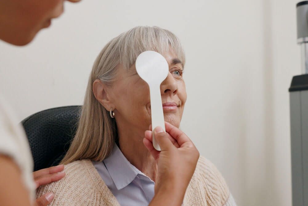 Woman, vision and working for help with eyes