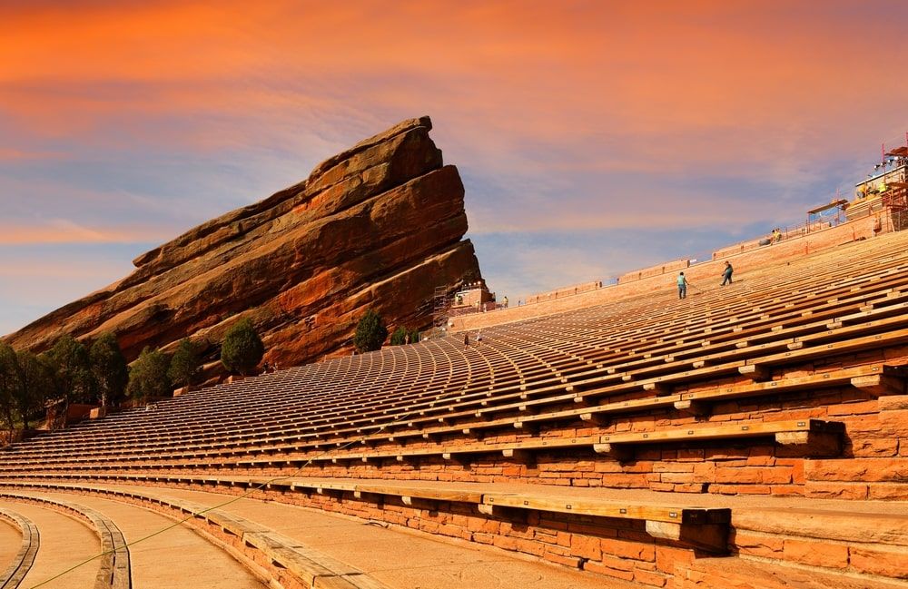 Curved benches at Red Rocks Amphitheatre