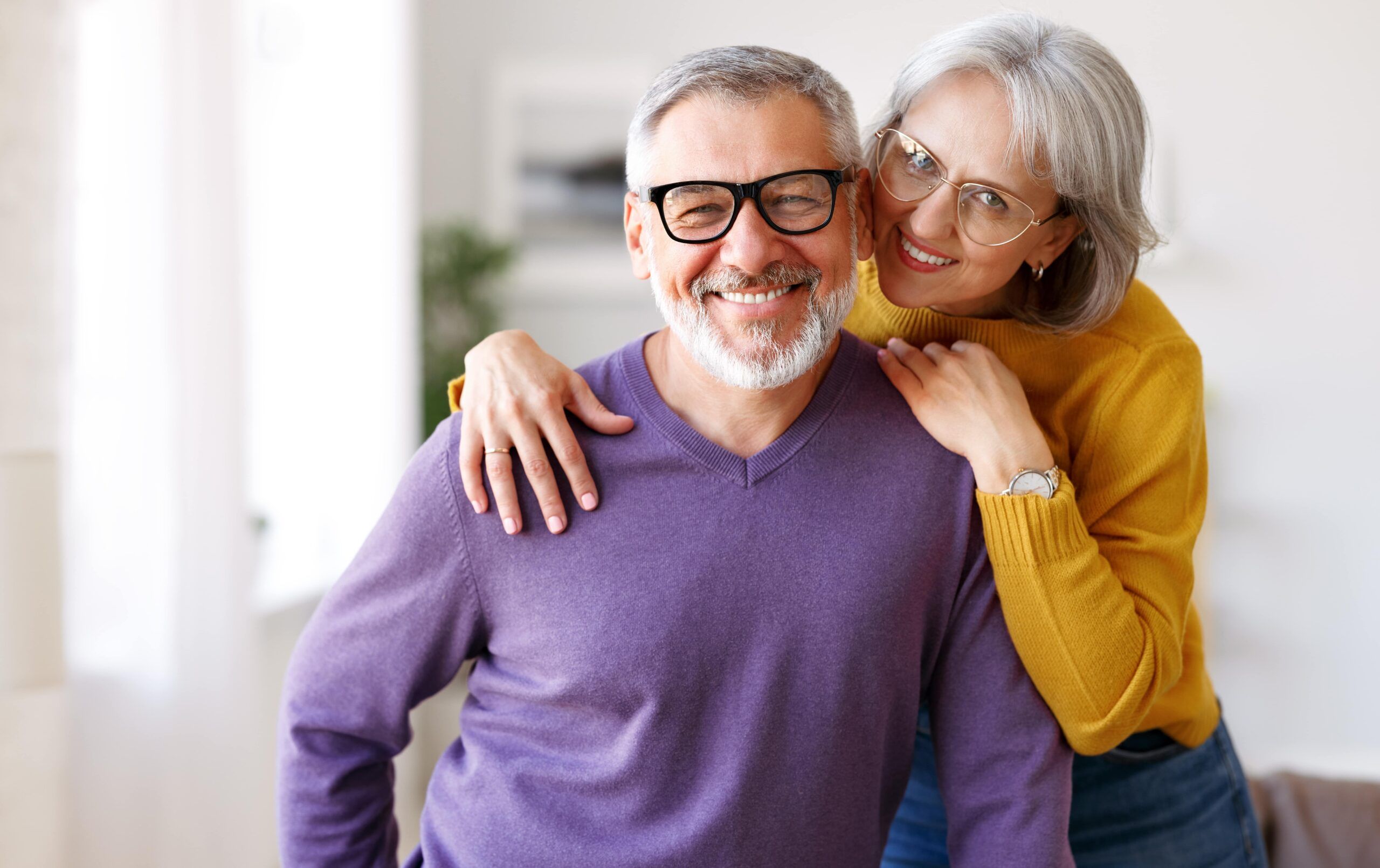 Happy senior couple in love smiling