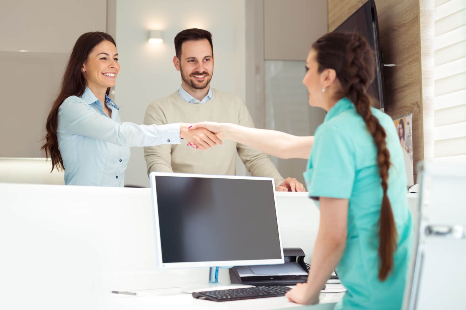 Patients consulting the dentist at dental clinic