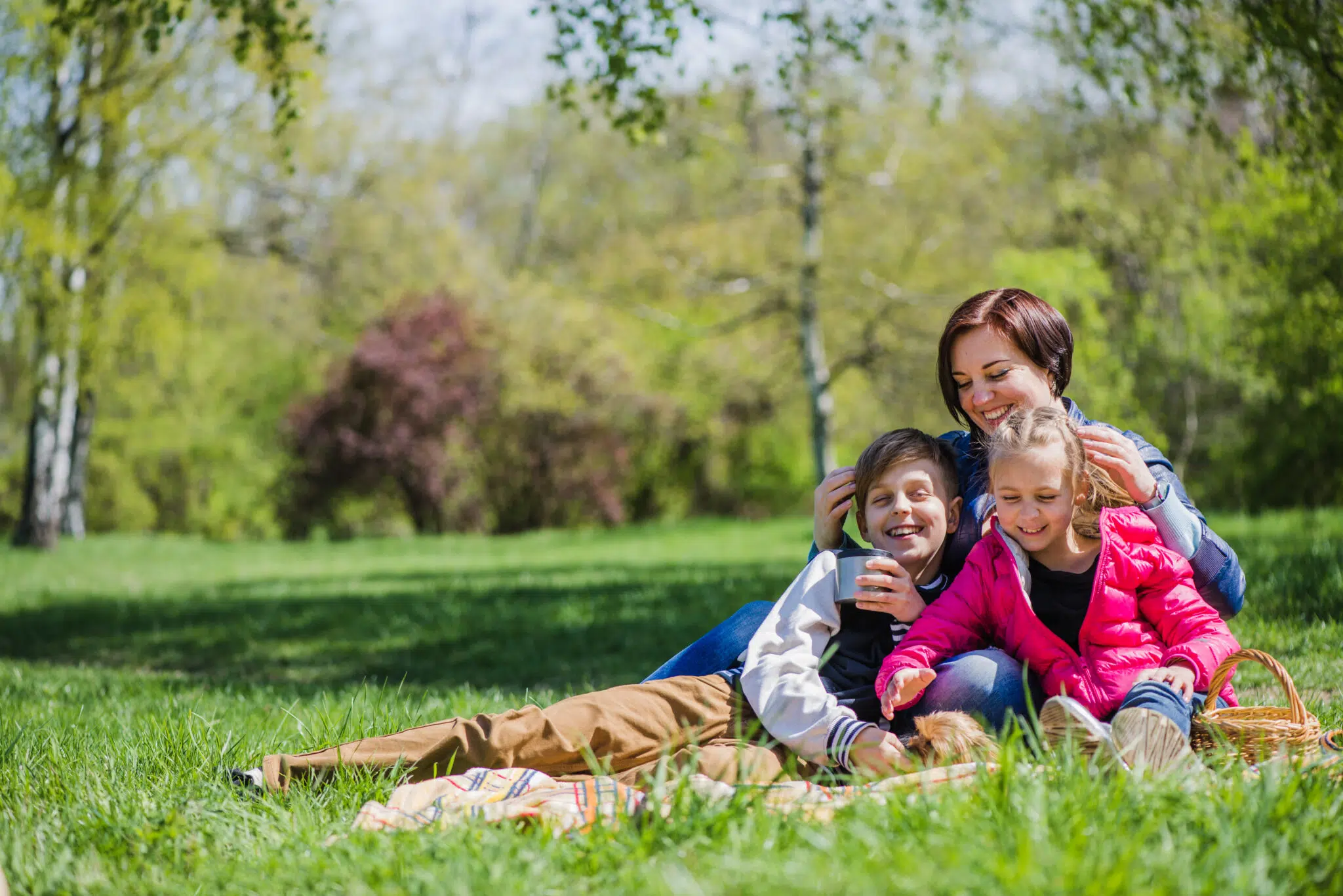 Mother with her kids in park