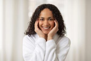 Woman Pampering Her Skin