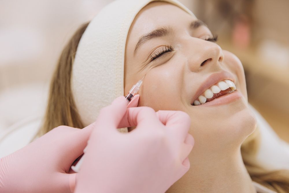 Professional Beautician Performing Botox Injection Treating,Wrinkles