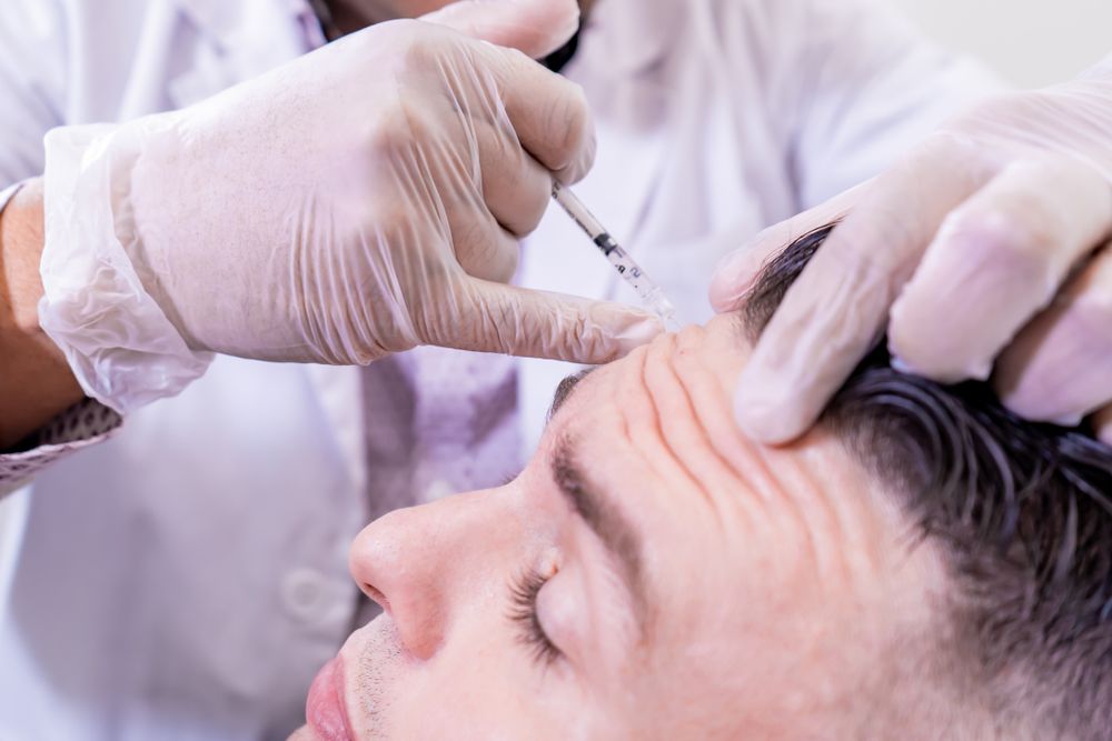 Caucasian,Man,Undergoing,Beauty,Spa,Botulinum,Neurotoxin,Botox,Treatment,For