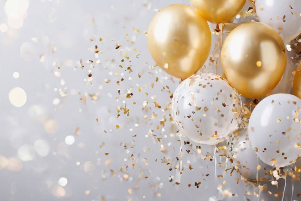 White and gold balloons