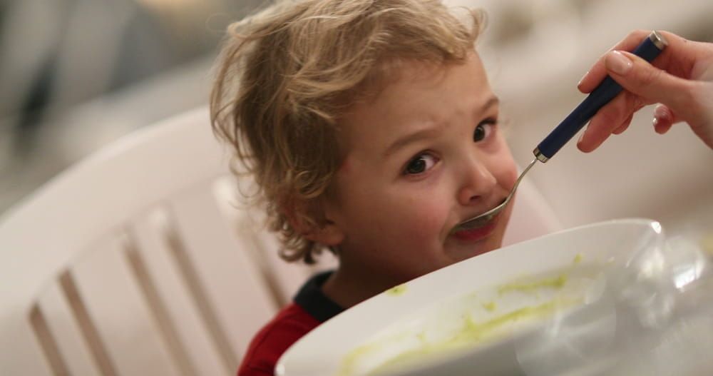 Feeding baby soup for supper
