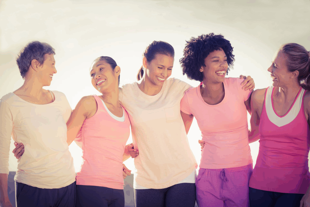 Fitness group smiling