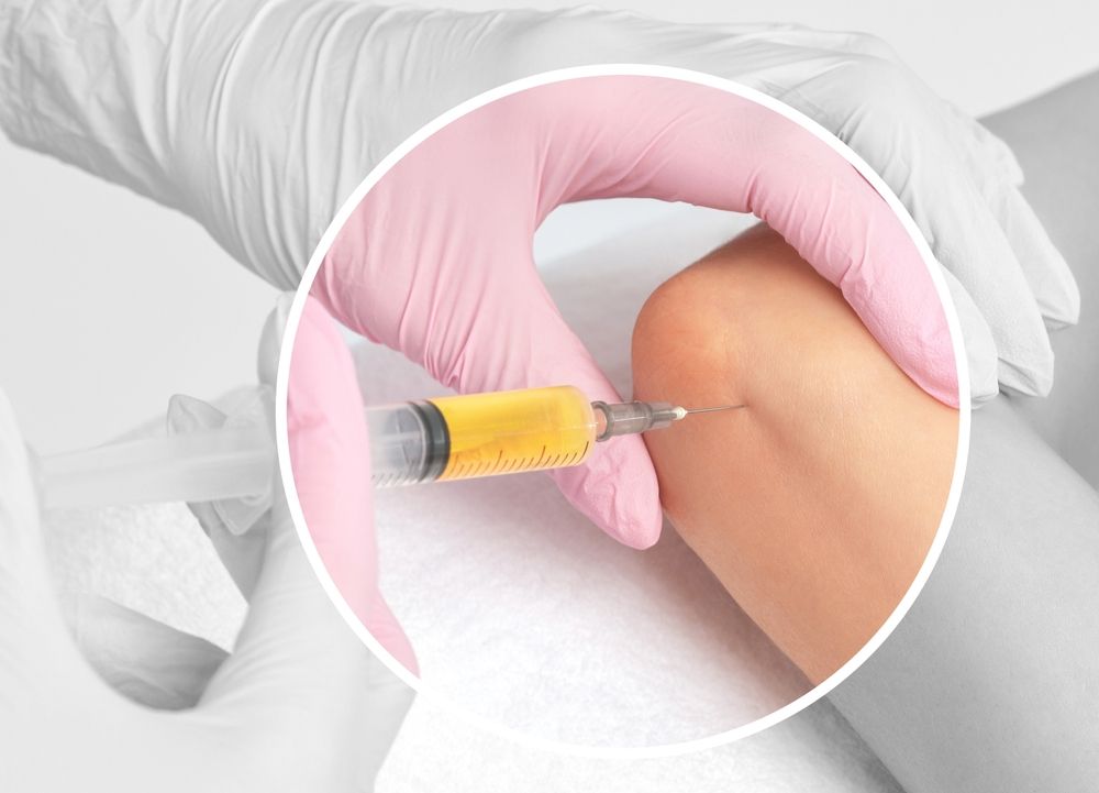 Doctor doing stem cell therapy on a patient's elbow after the injury