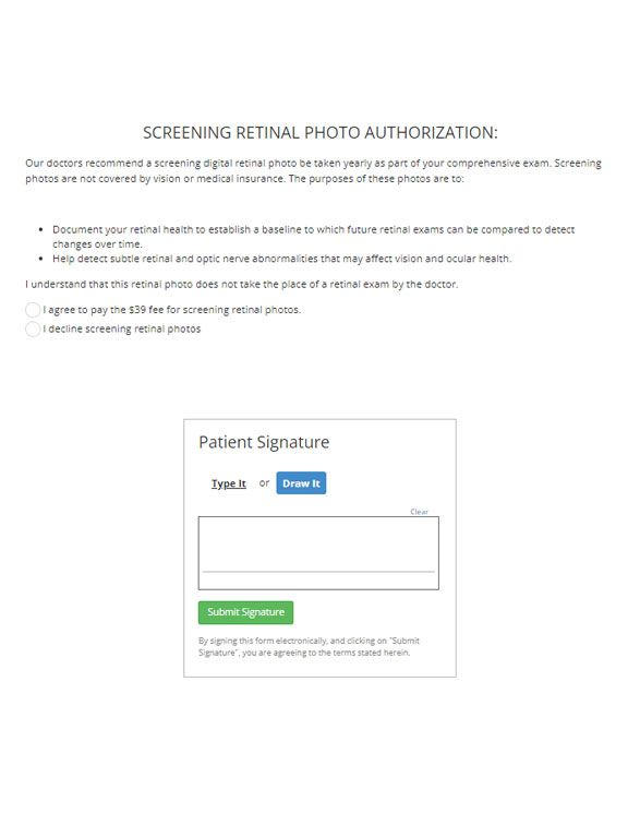 Retinal Screening Photo Form Screenshot