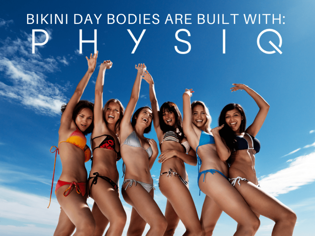Models in bikini posing under blue sky