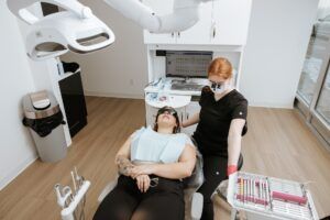 Patient getting dental treatment