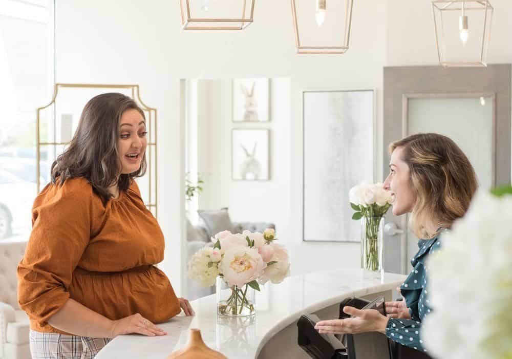 Patient and Receptionist at dental clinic