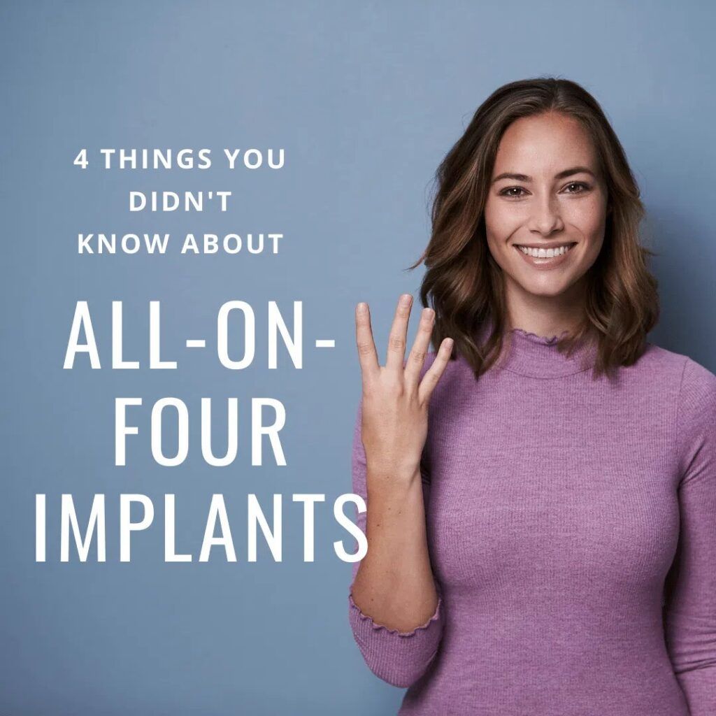 Woman showing sign of All-on-Four Implants