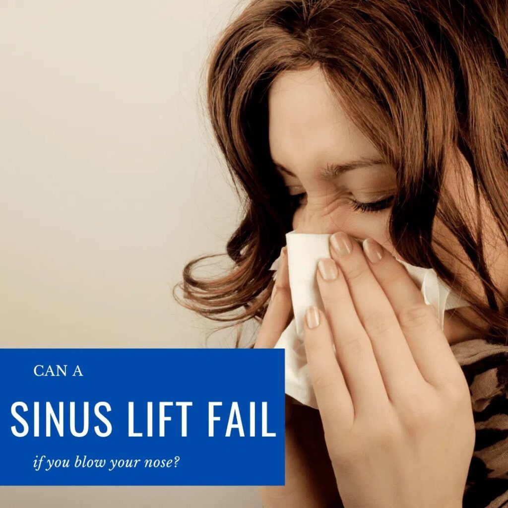 Woman with runny nose after sinus lift treatment