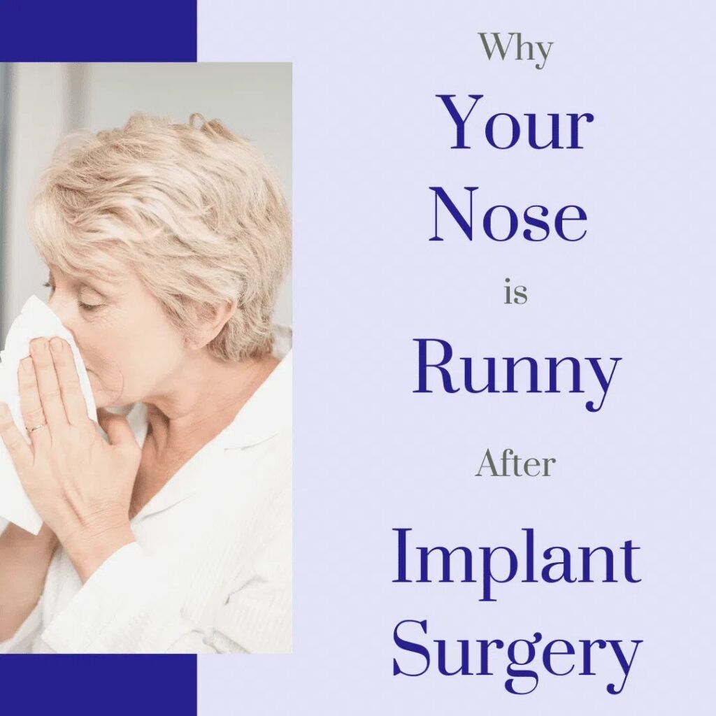 Aged woman with Runny Nose After Implant Surgery