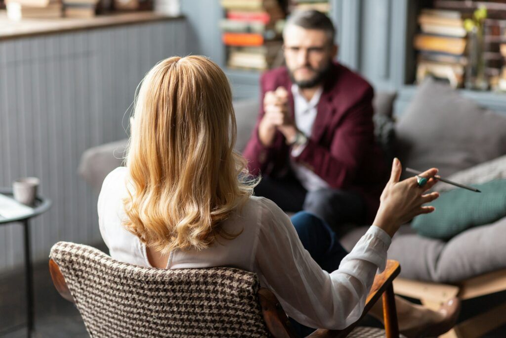 Two person talking to each other