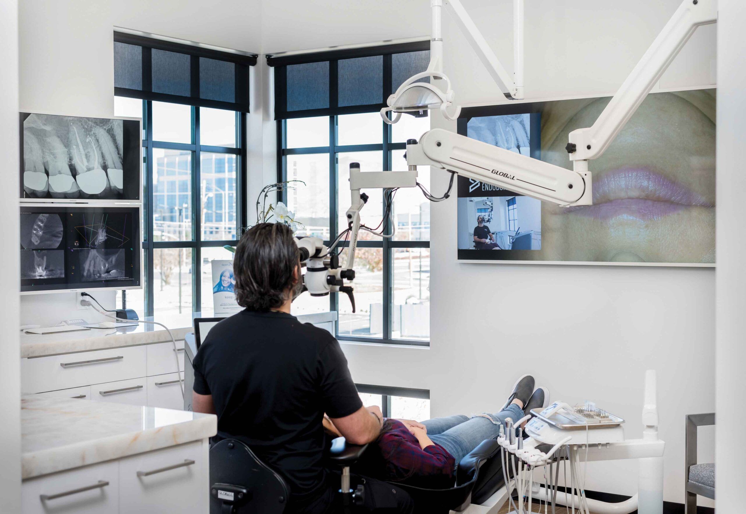 Dr. Facer with patient in treatment room